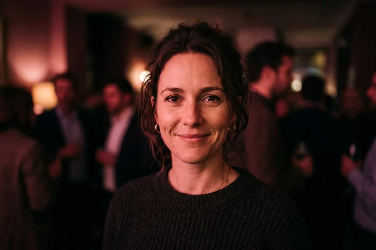 女人直視鏡頭，眼神自信從容，留下深刻印象